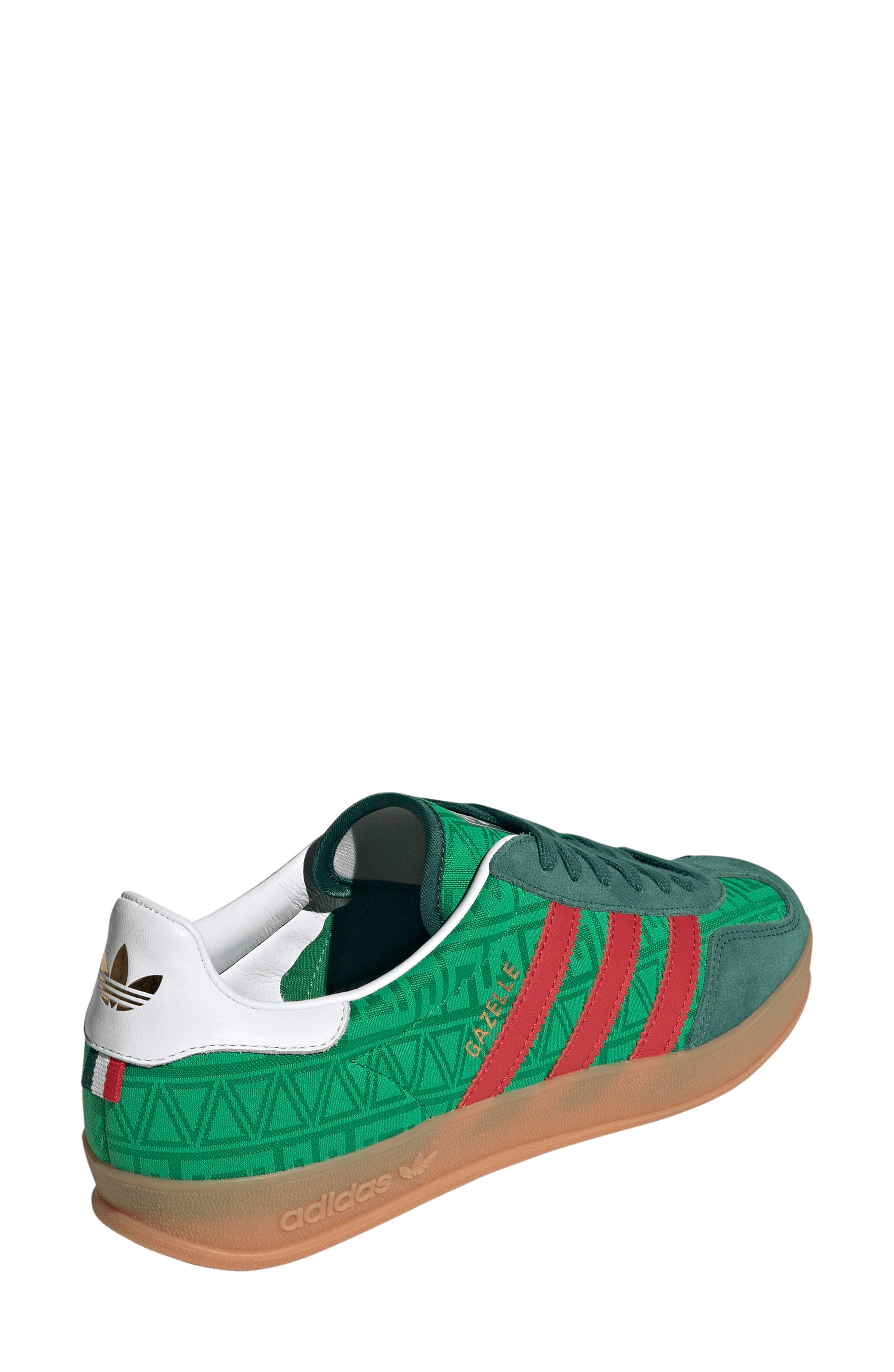 adidas Gazelle Indoor Sneaker, Alternate, color, Green/ Better Scarlet/ Green