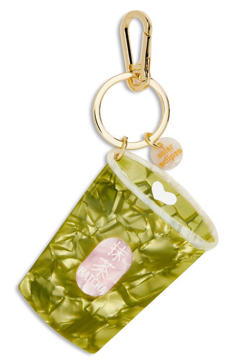 Hand Painted Matcha Key Chain Bag Charm