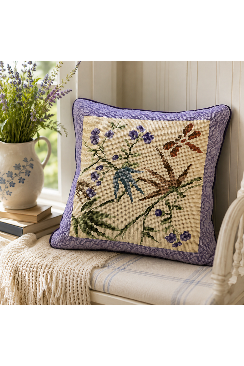 Shadows Needlepoint Accent Pillow 14" x 14", Alternate, color, Purple