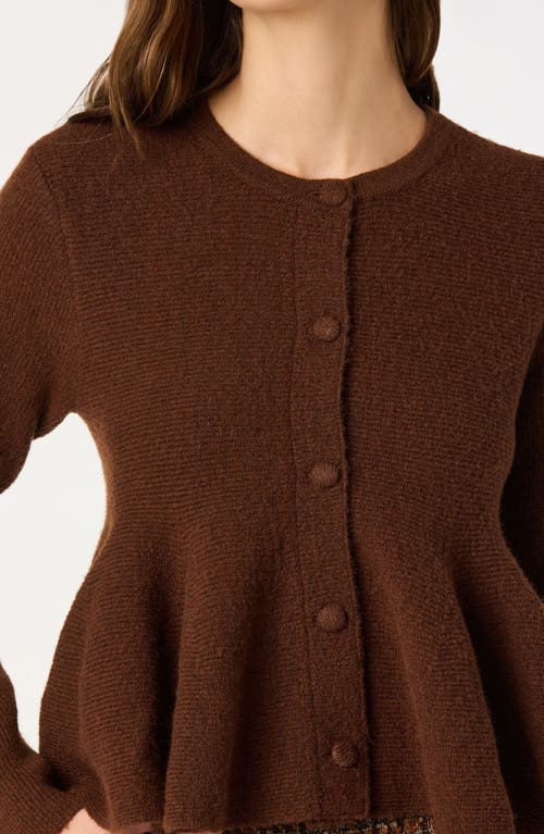 Astr The Label Swing Hem Peplum Cardigan In Brown