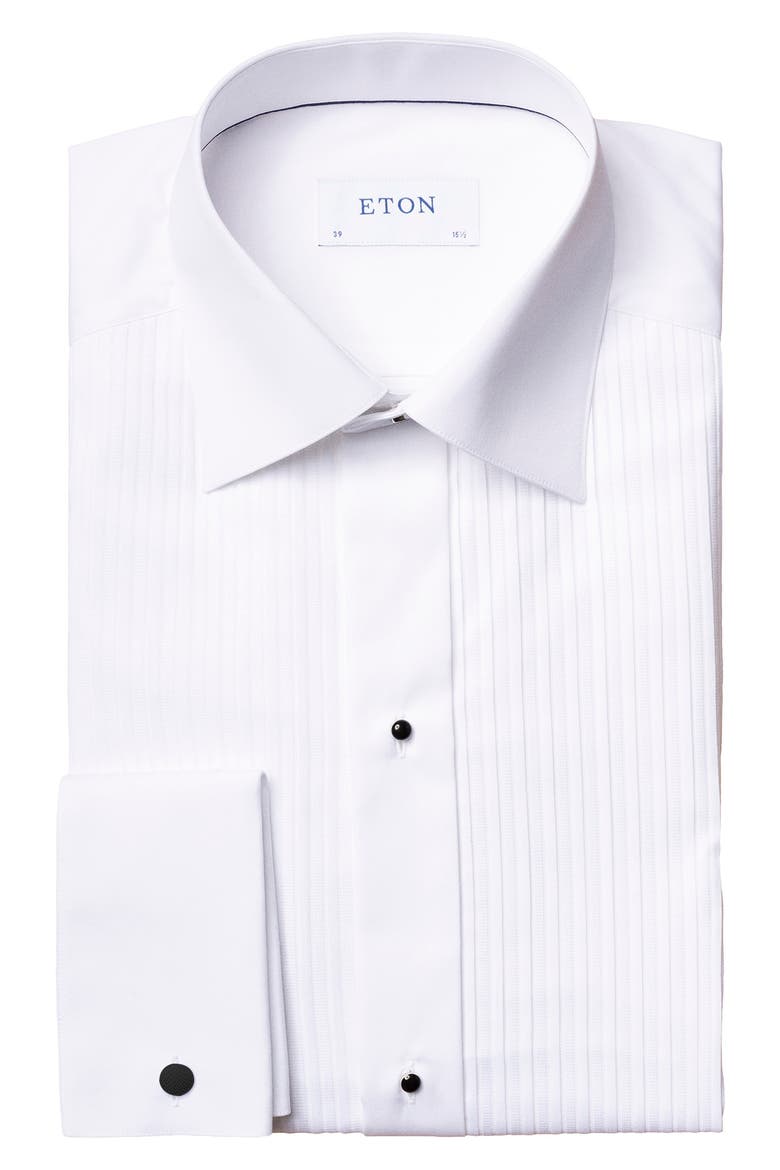 Slim Fit Pleated Bib Tuxedo Shirt, Alternate, color, WHITE