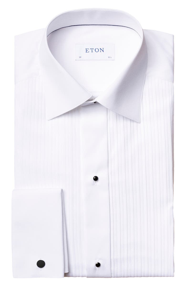 Eton Slim Fit Pleated Bib Tuxedo Shirt, Alternate, color, White