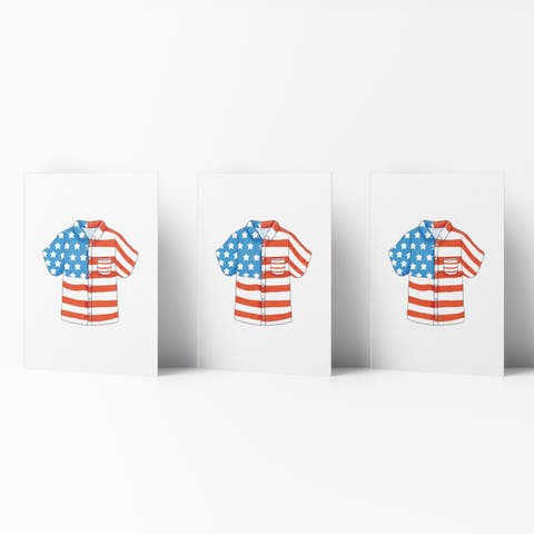 Flag Greeting Card Pack (3ct) "USA Button Shirt"