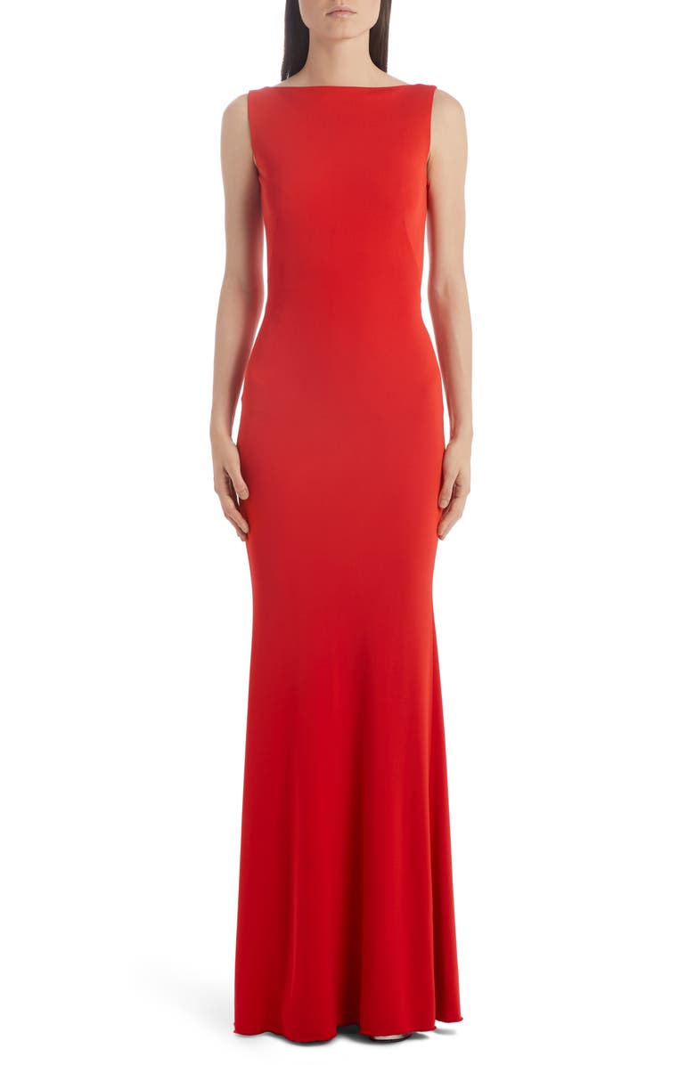 McQueen Alexander McQueen Ruched Back Jersey Gown, Main, color, 