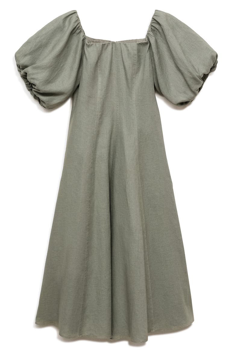 Menorca Off the Shoulder Linen Dress, Main, color, GREEN
