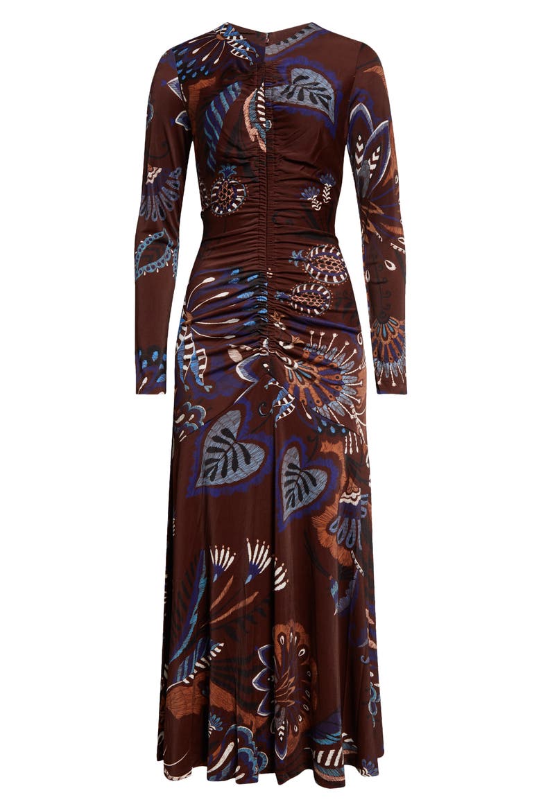 brown delicate garden long sleeve maxi dress Delicate Garden Long Sleeve Maxi Dress (Women)