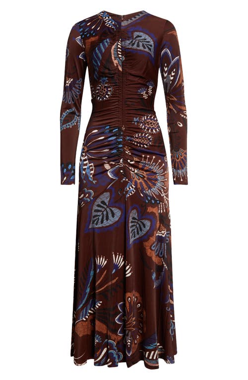 Farm Rio Floral Midi Dress In Delicate Garden Brown