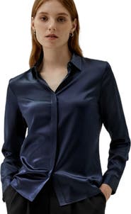 Lilysilk Women's Basic Concealed Placket Silk Shirt