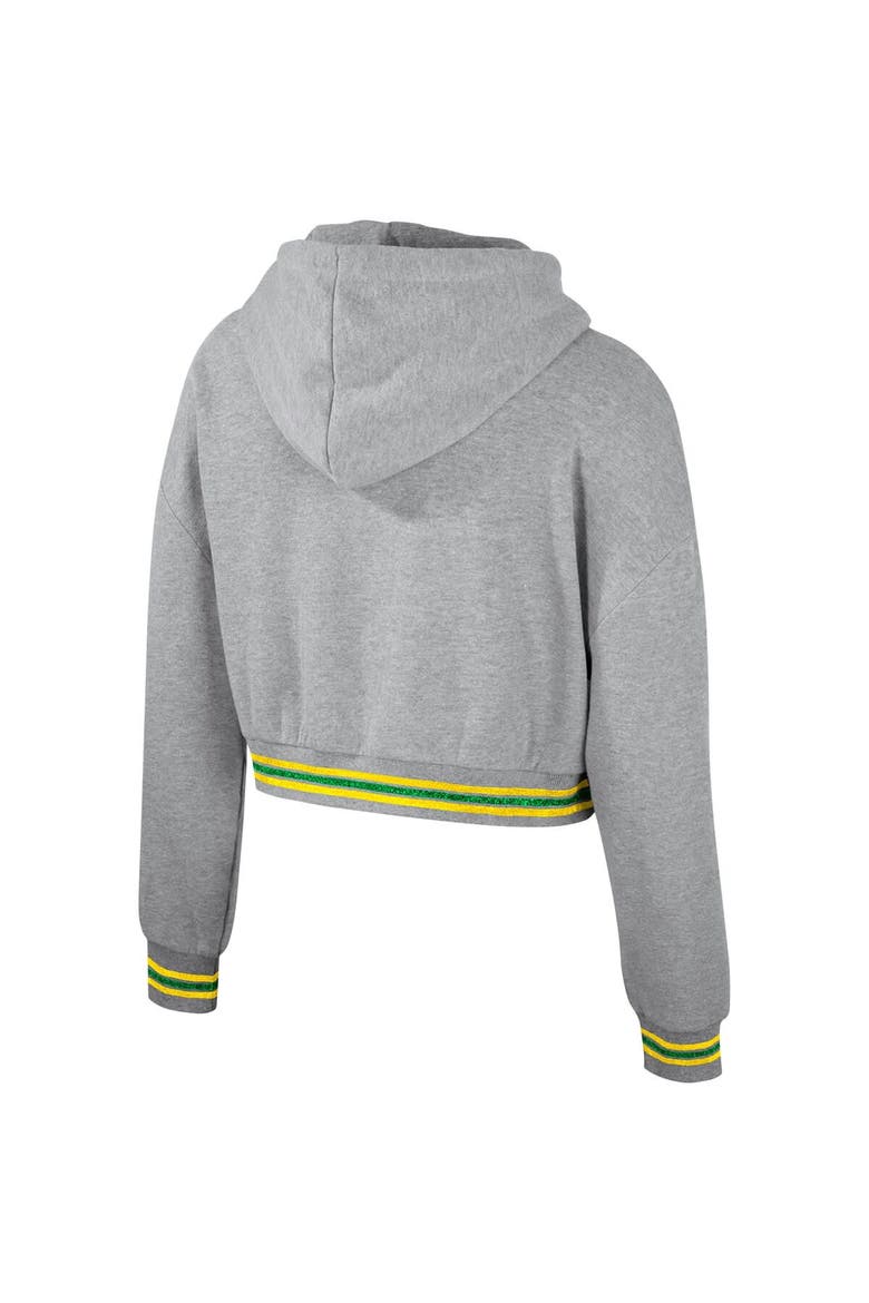 Women's The Wild Collective Heather Gray Oregon Ducks Cropped Shimmer Pullover Hoodie, Alternate, color, Heather Gray
