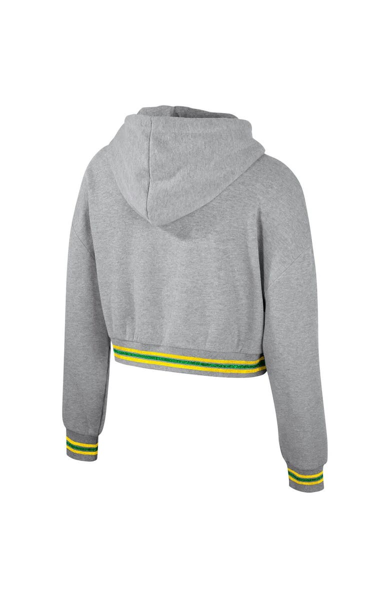 THE WILD COLLECTIVE Women's The Wild Collective Heather Gray Oregon Ducks Cropped Shimmer Pullover Hoodie, Alternate, color, Heather Gray