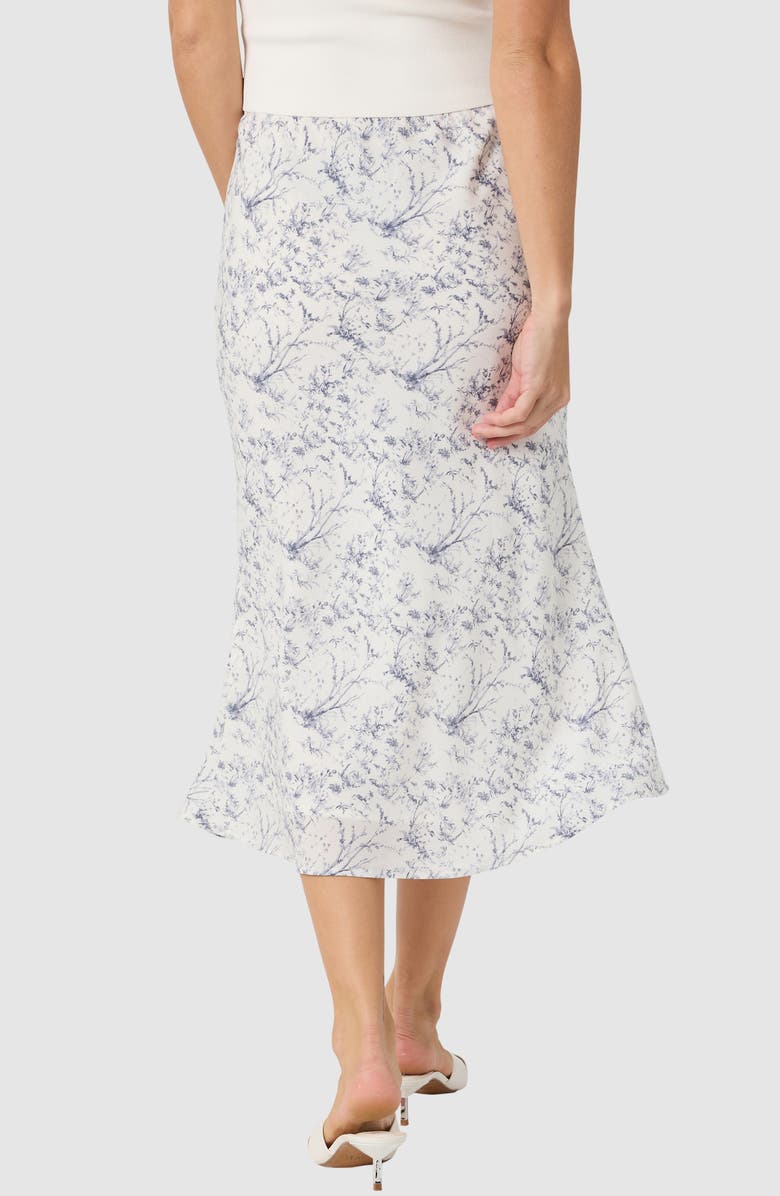 All in Favor Floral Bias Cut Midi Skirt, Alternate, color, Cream Blue Toile