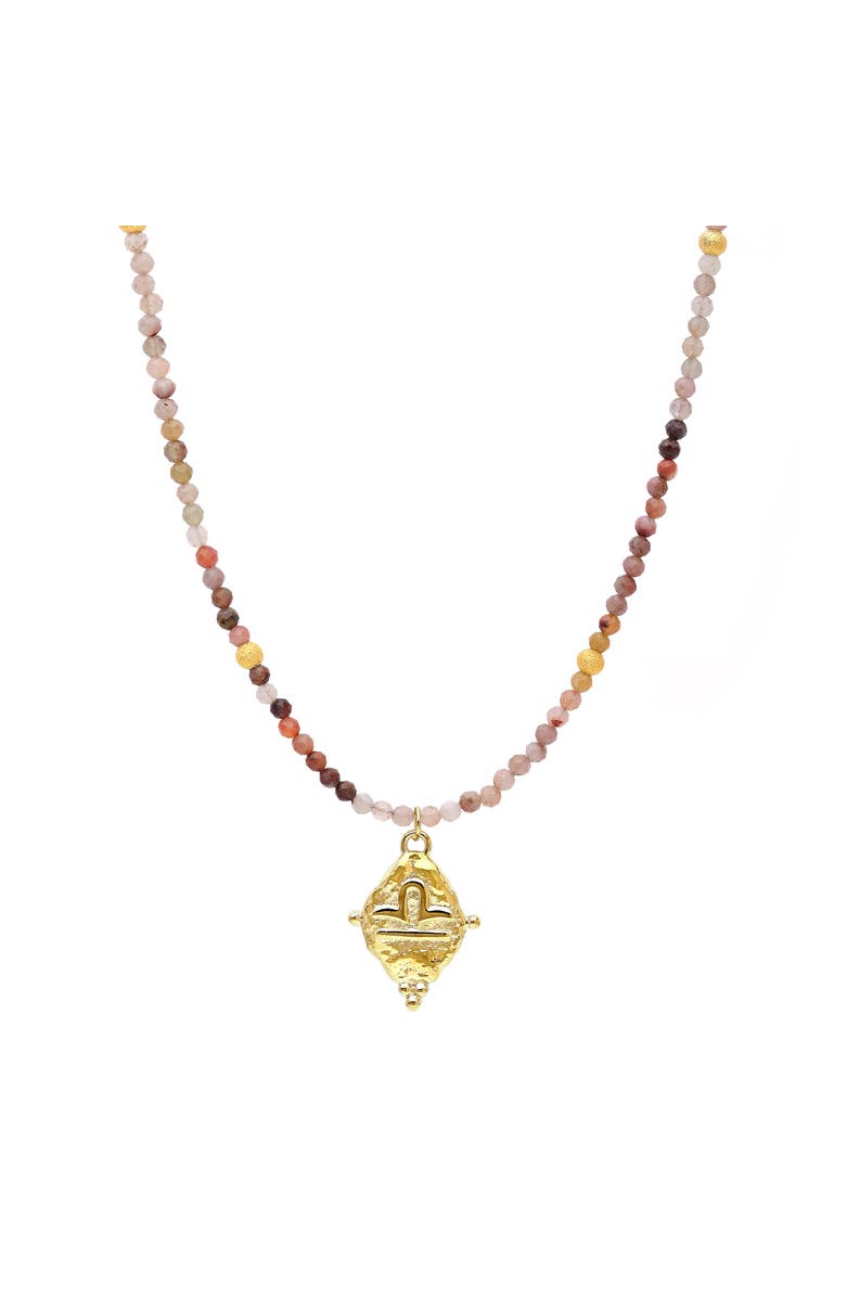 Seven Saints Libra Zodiac Gemstone Choker Necklace, Main, color, Gold