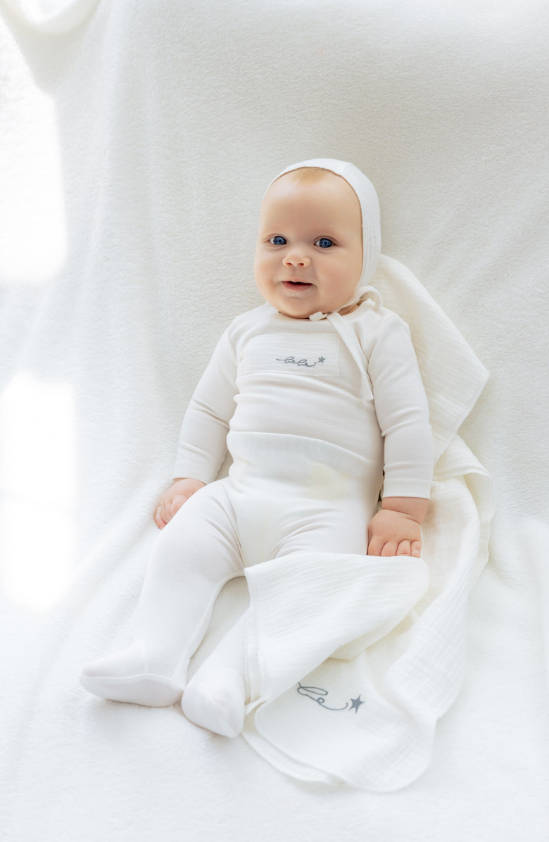 NoggiWear Girls Layette Velour Patch Footie, Alternate, color, Velour Patch