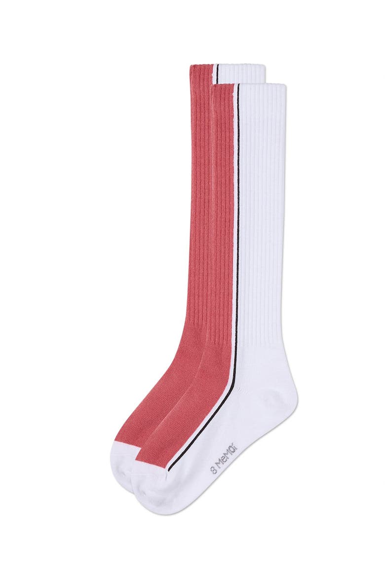 Color Block Stripe Stretch Knee Sock, Alternate, color, Pink
