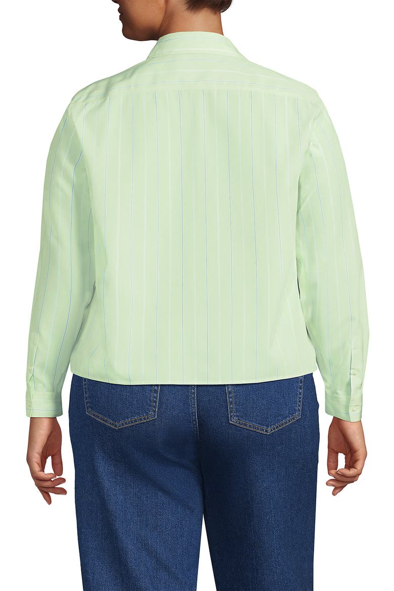 Plus Size No Iron Boxy Cropped Shirt, Alternate, color, Icy Mint Green Narrow Stripe