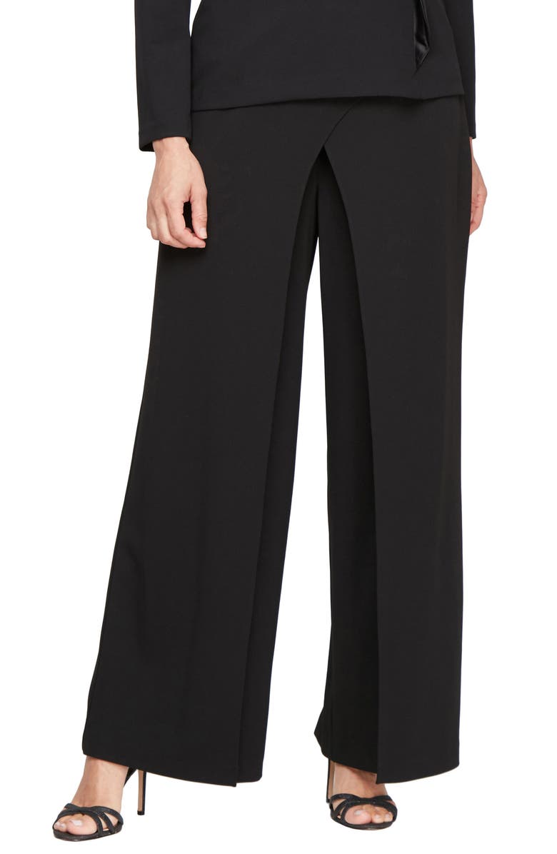 Alex Evenings Skirt Panel Wide Leg Crepe Pants, Main, color,