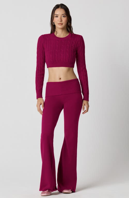 Florence By Mills Foldover Cotton Blend Pants In Burgundy