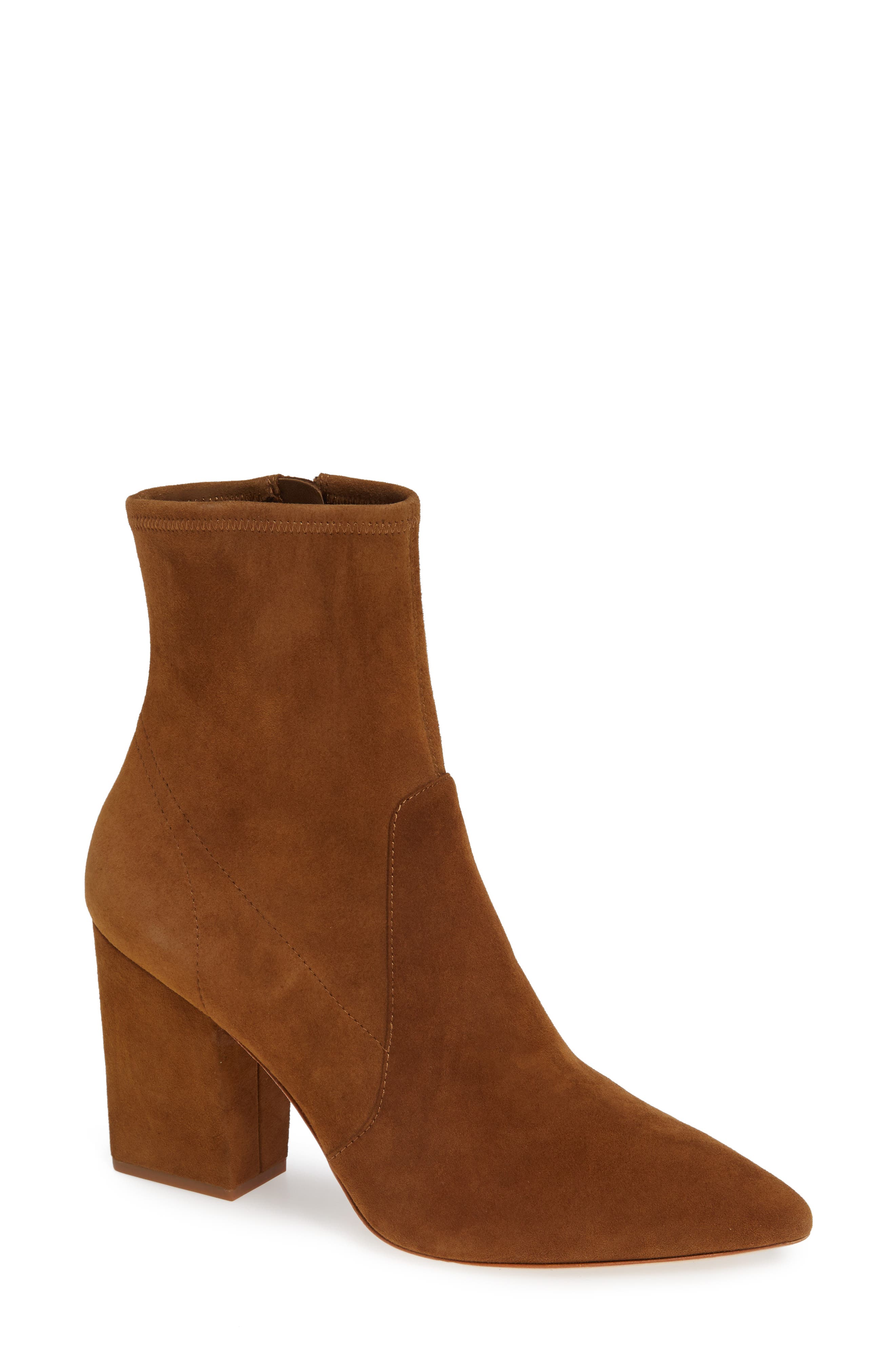 Isla Pointed Toe Bootie, Main, color, CACAO SUEDE