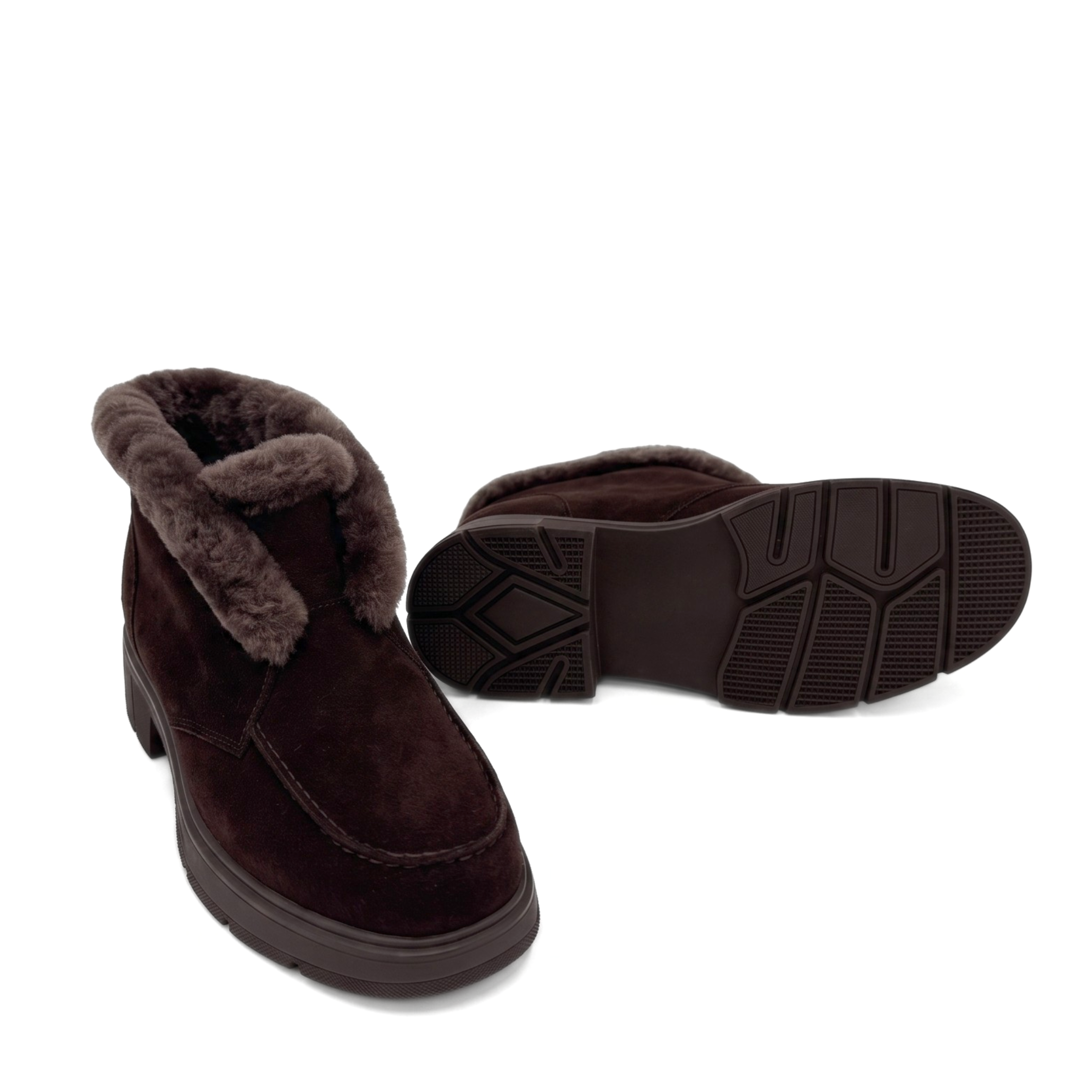 Meredith Suede Shearling Ankle Boot, Alternate, color, Brown
