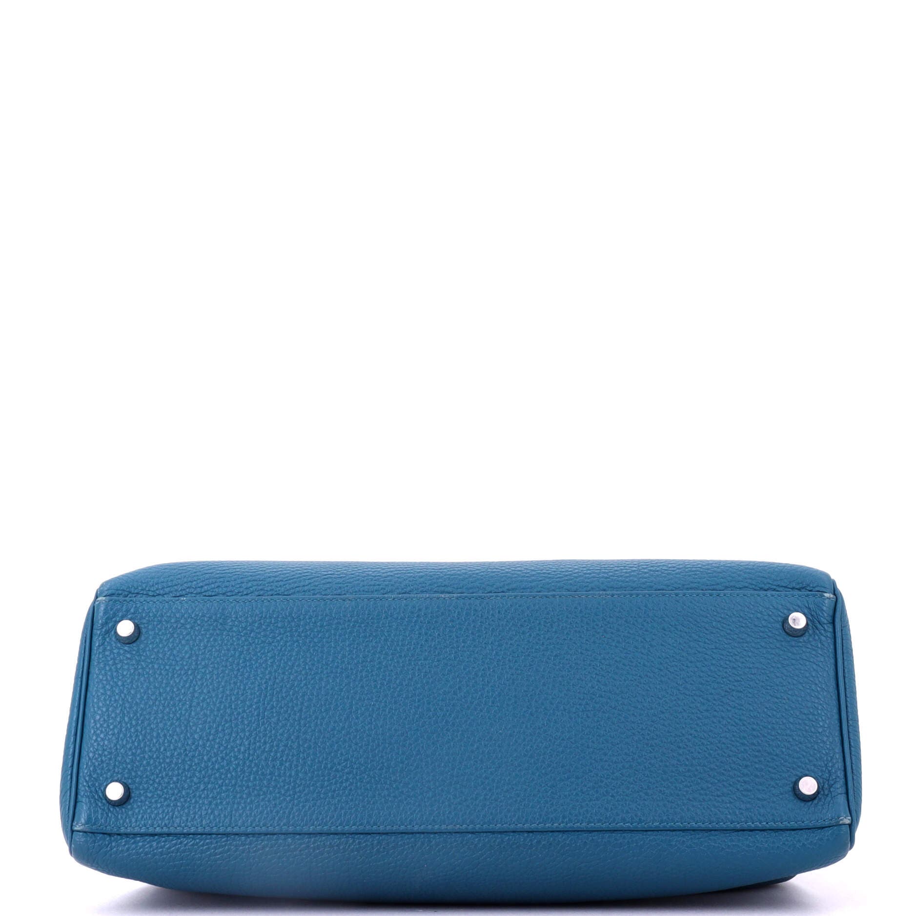 Pre-Owned Hermes Kelly Handbag Blue Togo with Palladium Hardware 35, Alternate, color, Bleu De Galice