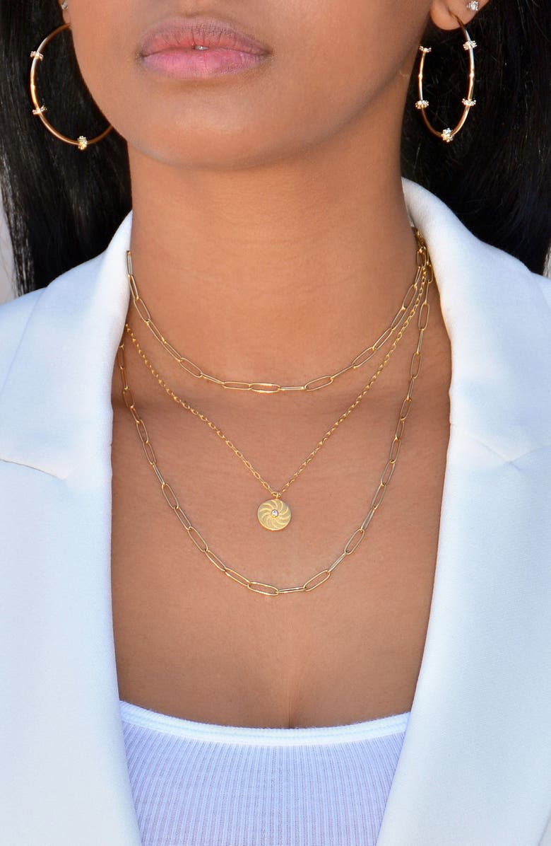 Liza Schwartz Sunrays CZ Coin Pendant Necklace, Alternate, color, 