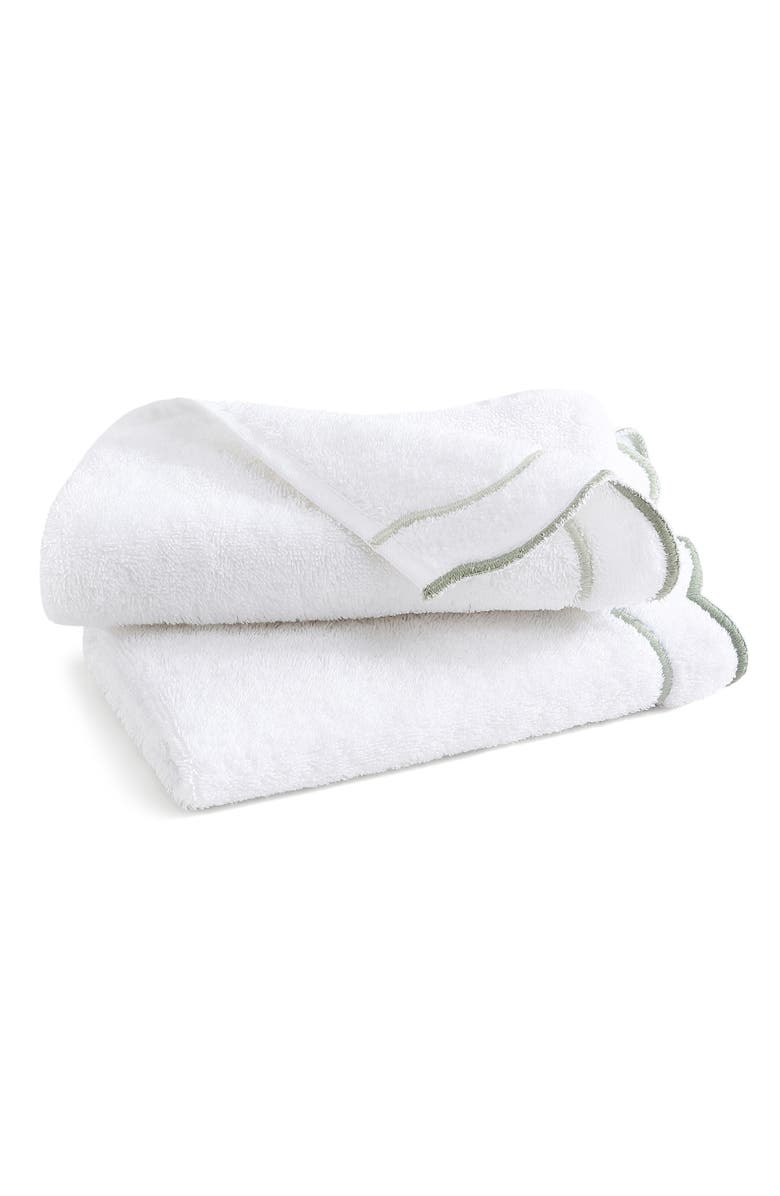 Peri Home Scallop Hand Towel, Main, color, Sage
