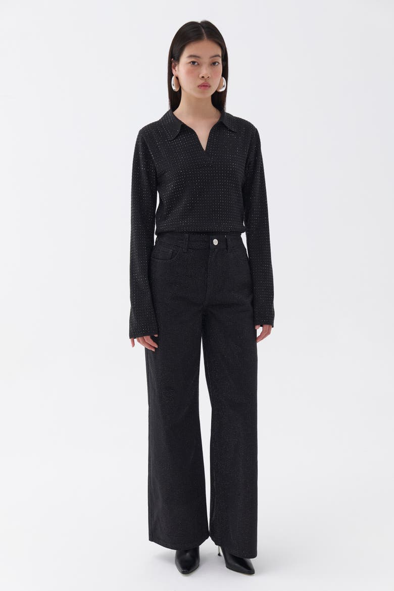 Stone Embroidered Jeans, Main, color, Black