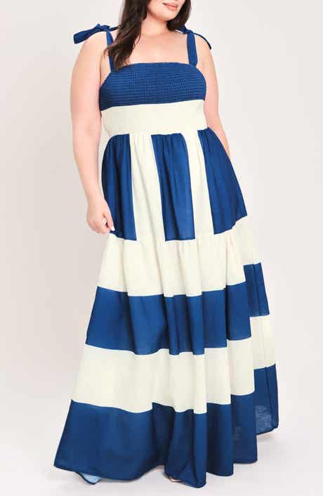 Striped Smocked Tiered Maxi Dress