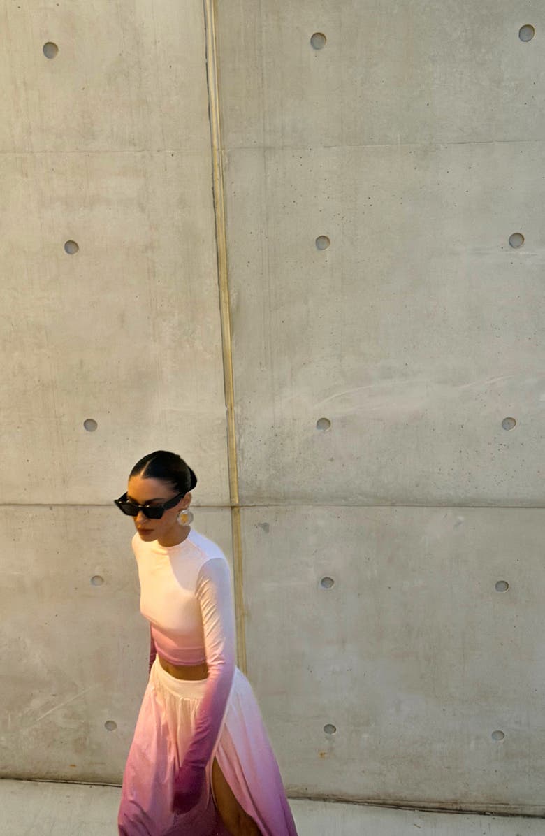 AFRM Eleni Ombré Mesh Crop Top, Alternate, color, Mauve Ombre