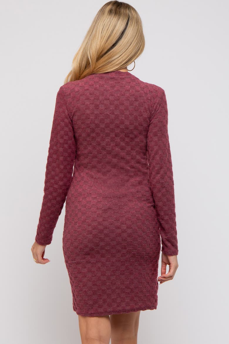 Soft Brushed Knit Long Sleeve Dress, Alternate, color, Burgundy