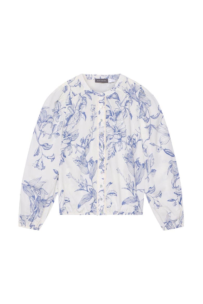 Cotton Floral Print Blouse, Alternate, color, Blue