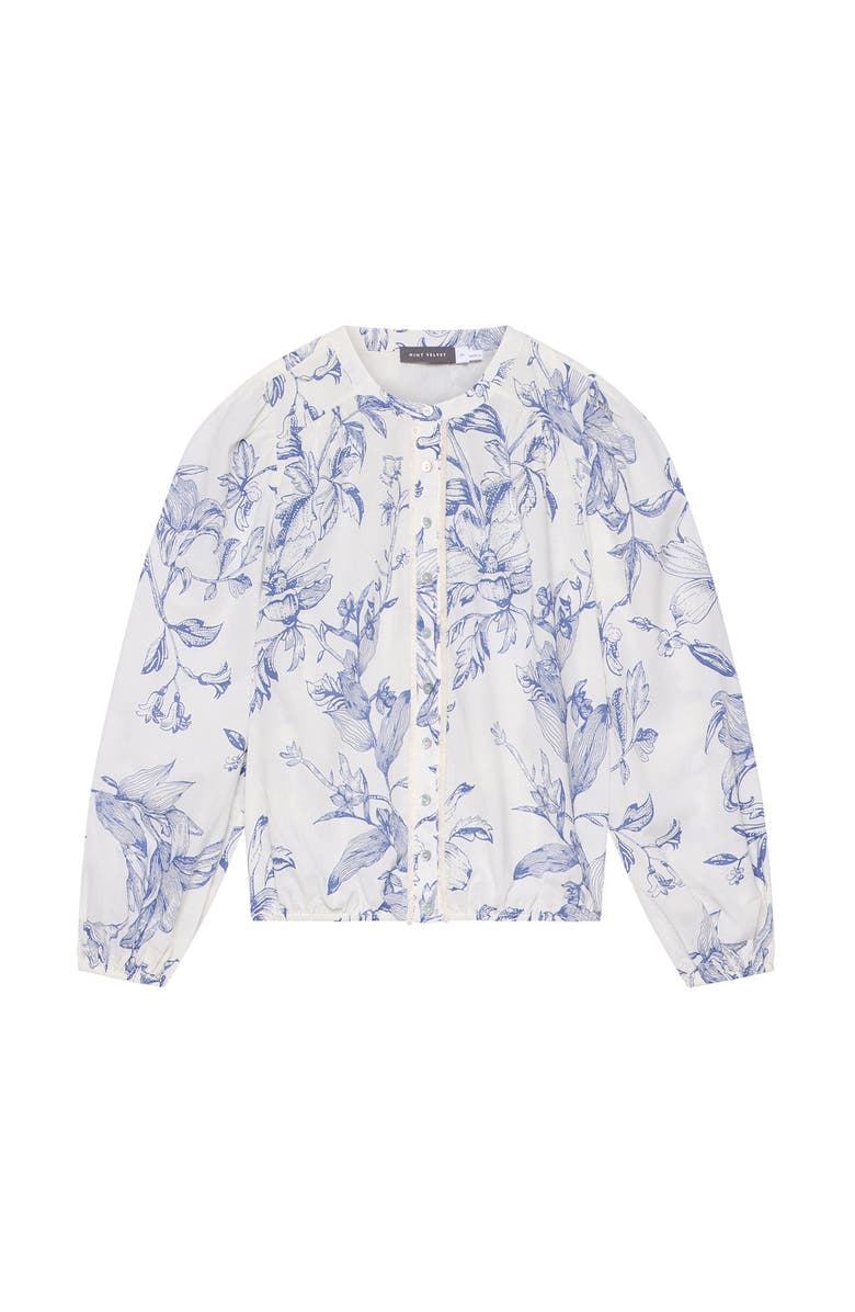 MINT VELVET Cotton Floral Print Blouse, Alternate, color, Blue