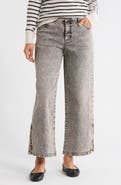 Democracy Faux Pearl Bead Wide Leg Jeans