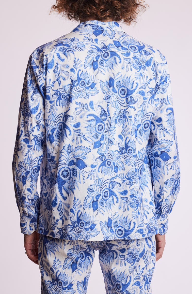 PAISLEY & GRAY Long Sleeve Camp Shirt, Alternate, color, Indigo White Paisley