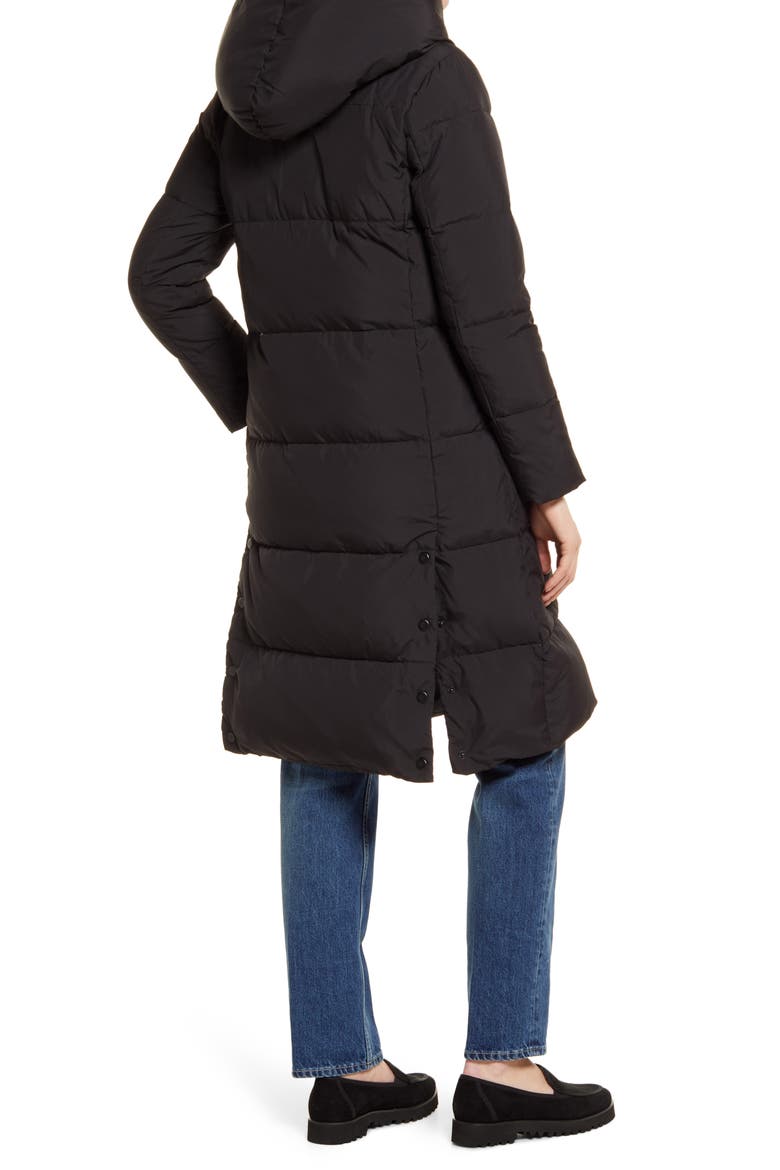 Pillow Collar Hooded Down & Feather Puffer Coat, Alternate, color, BLACK
