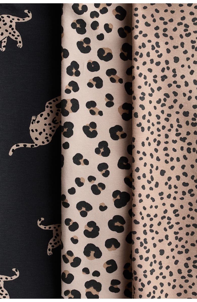 H&M 3-pack cotton bike shorts, Alternate, color, Beige/Leopard Print