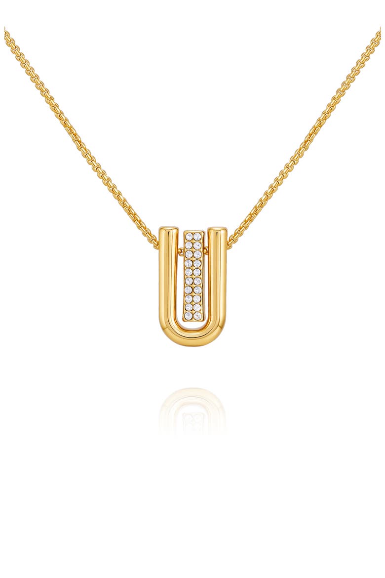 Geo Pavé Pendant Necklace, Alternate, color, GOLD TONE