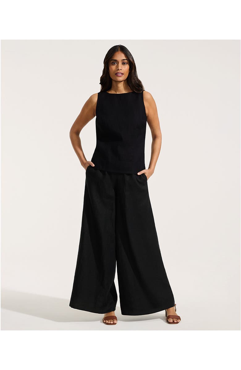 Lands' End Linen High Rise Palazzo Pants, Alternate, color, Black