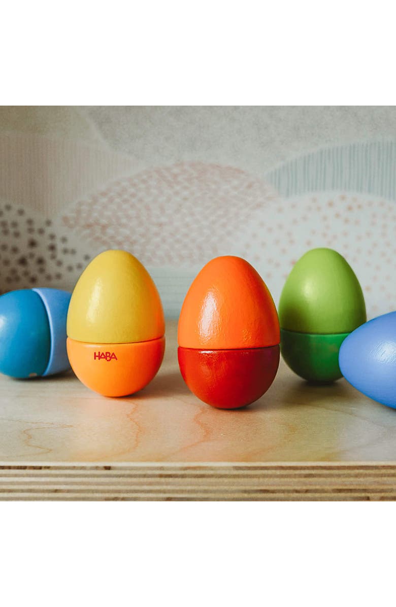 HABA Fun with Sounds Wooden Eggs Montessori Toys, Alternate, color, Multi