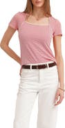 CYRUS Eyelet Trim Square Neck T-Shirt