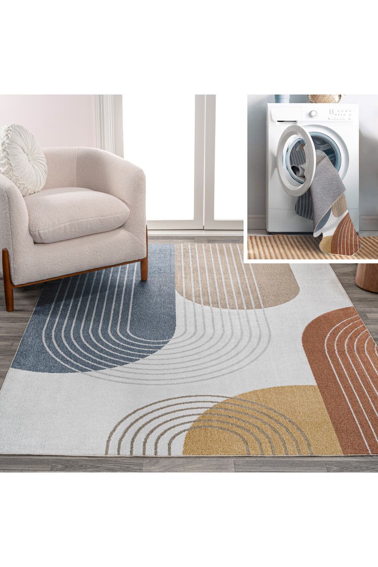 Arches Contemporary Minimalist Machine-Washable Area Rug, Main, color, Multi