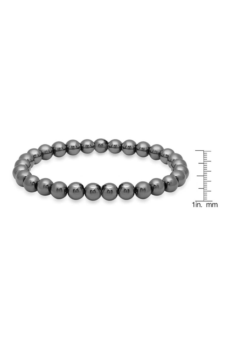 Hematite Beaded Stretch Bracelet, Alternate, color, METALLIC