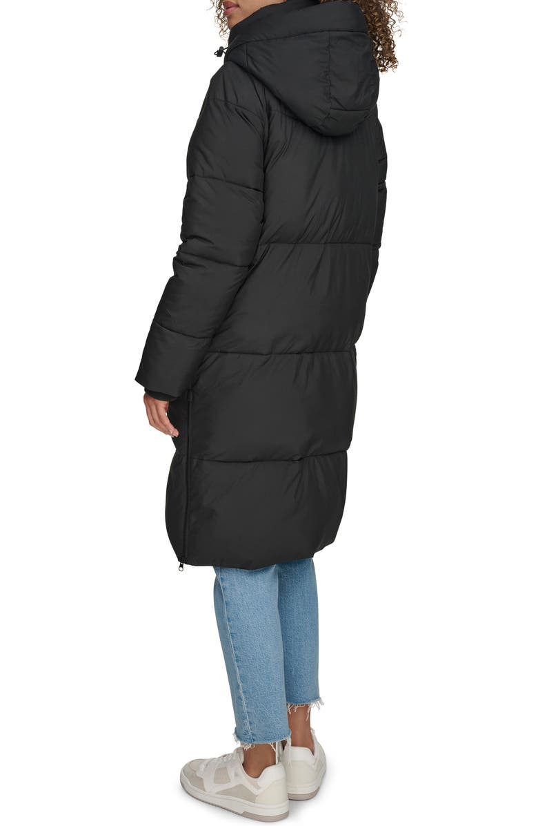 Levi's Water Resistant Mid Length Hooded Puffer Jacket, Alternate, color, Black
