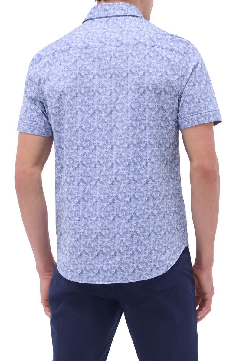 Bugatchi Myron OoohCotton<sup>®</sup> Short Sleeve Floral Button-Up Shirt, Alternate, color, Steel