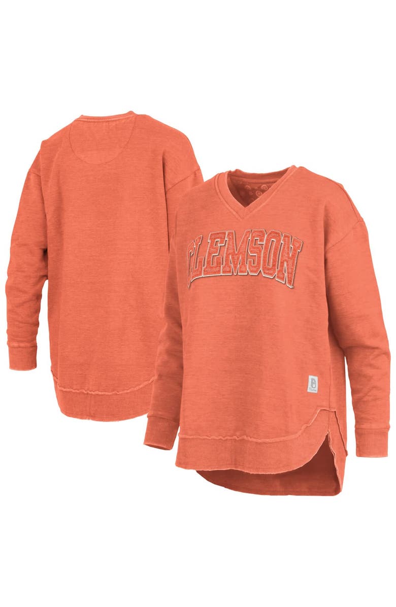 PRESSBOX Women's Pressbox Orange Clemson Tigers Westin Poncho V-Neck Pullover Sweatshirt, Main, color, Orange