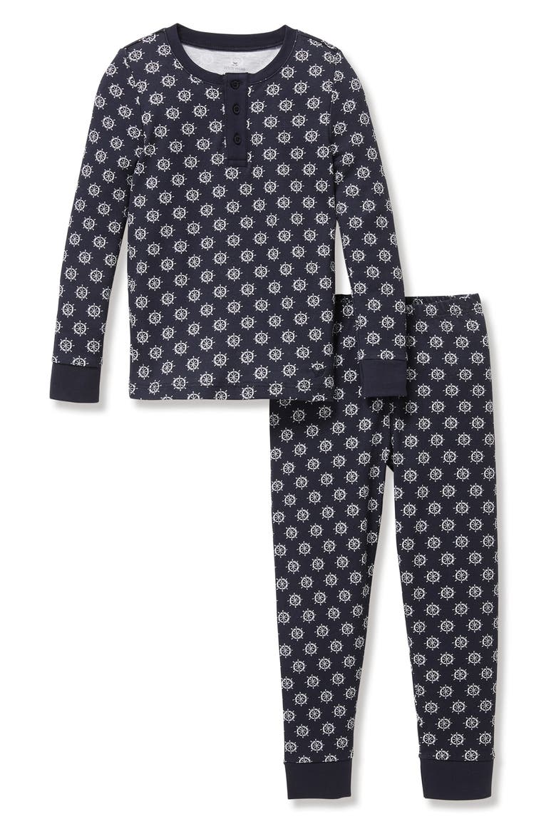Kids' Captain's Compass Fitted Two-Piece Pima Cotton Pajamas, Main, color, NAVY