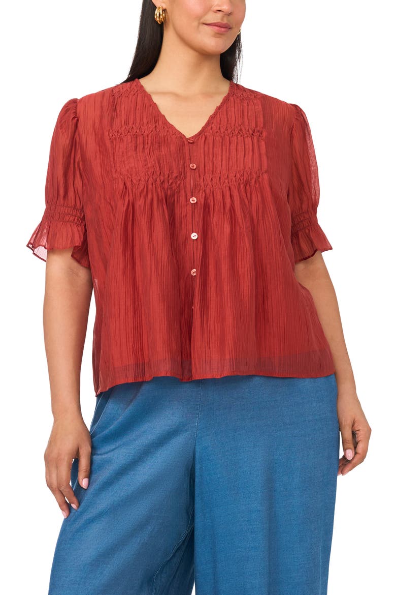 Pleated Ruffle Top, Main, color, RUST