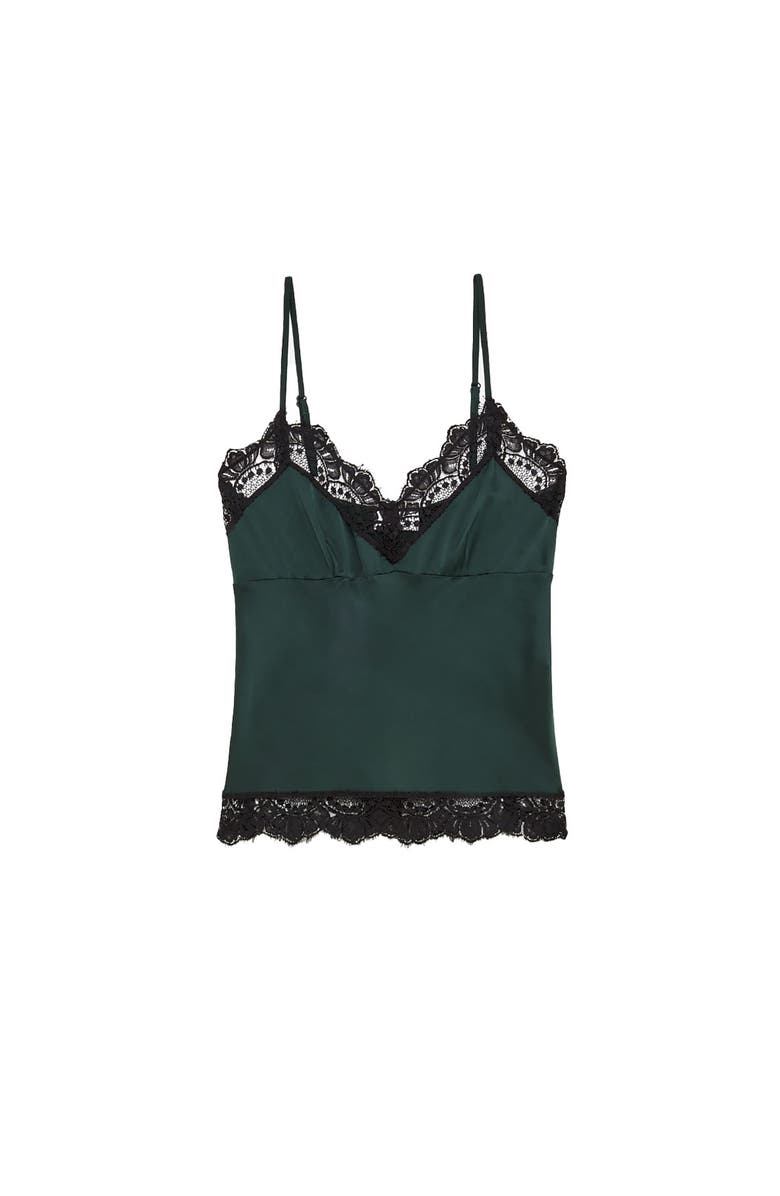 ottod'Ame Viscose Top With Lace, Alternate, color, Forest