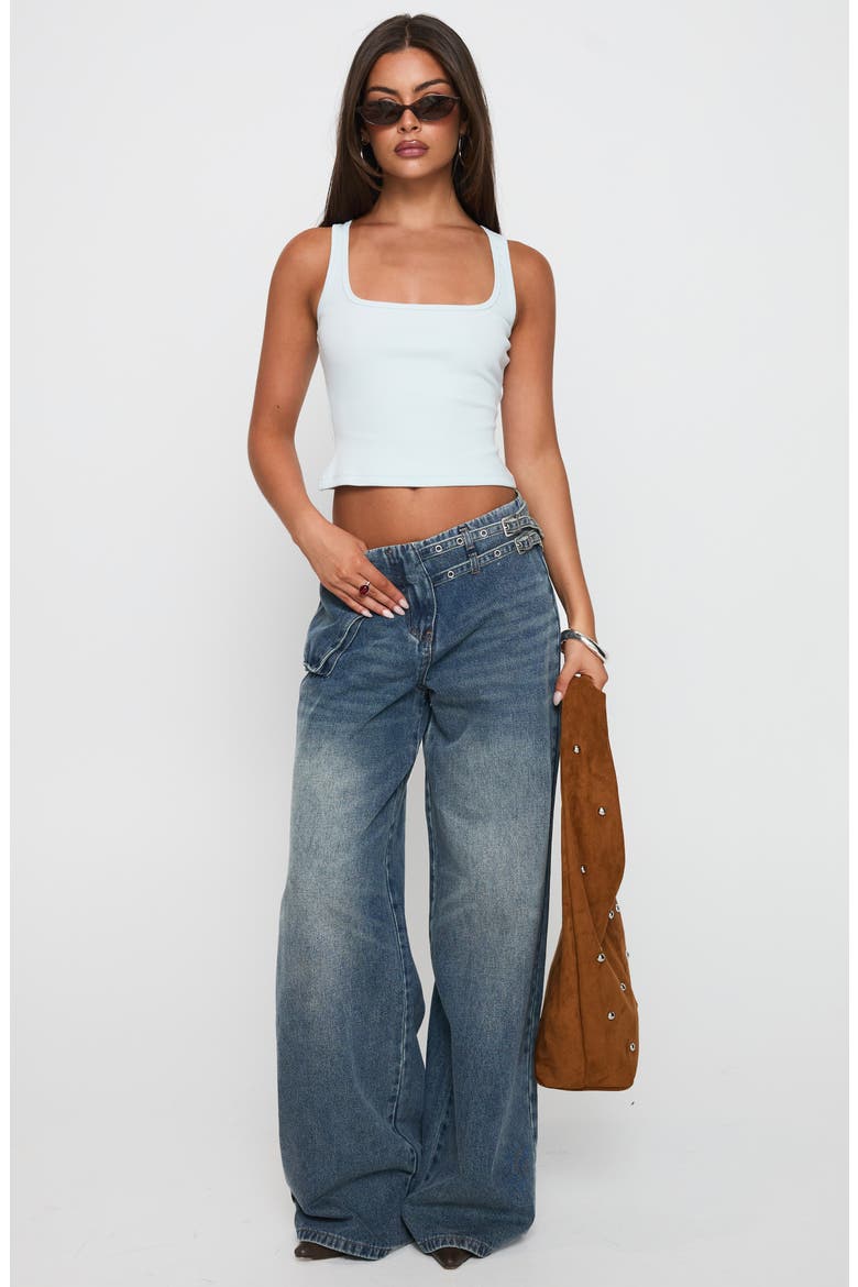 Platrow Wide Leg Cargo Jeans, Alternate, color, MID BLUE WASH