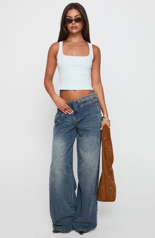 Princess Polly Platrow Wide Leg Cargo Jeans In Blue